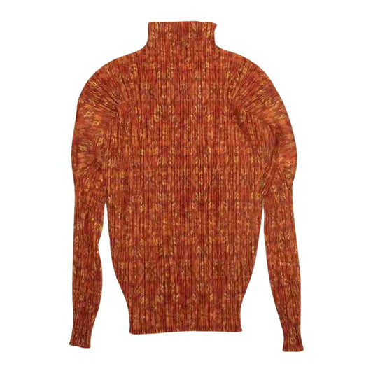 PLEATS PLEASE プリーツプリーズ イッセイミヤケ PP14-JK483 プリーツ加工 総柄転写 ハイネック カットソー レッド系 4【美品】【中古】