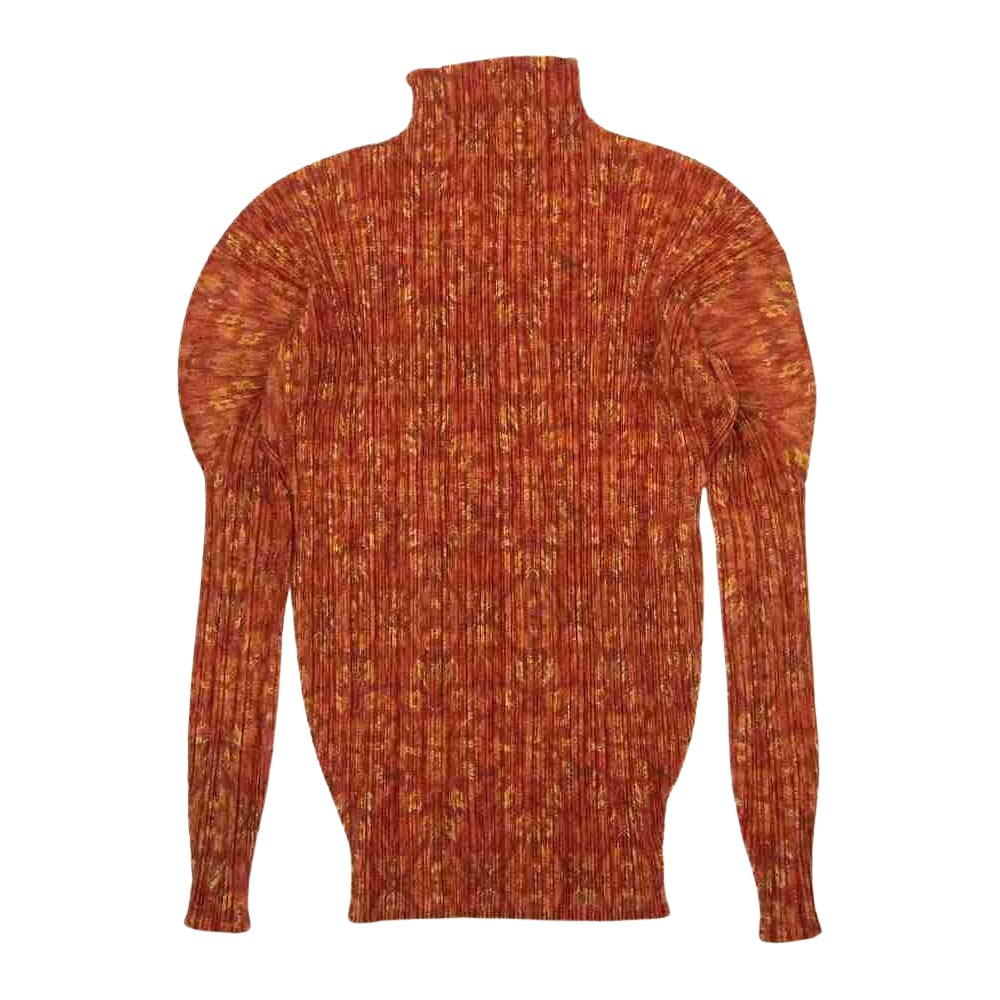 PLEATS PLEASE プリーツプリーズ イッセイミヤケ PP14-JK483 プリーツ加工 総柄転写 ハイネック カットソー レッド系 4【美品】【中古】