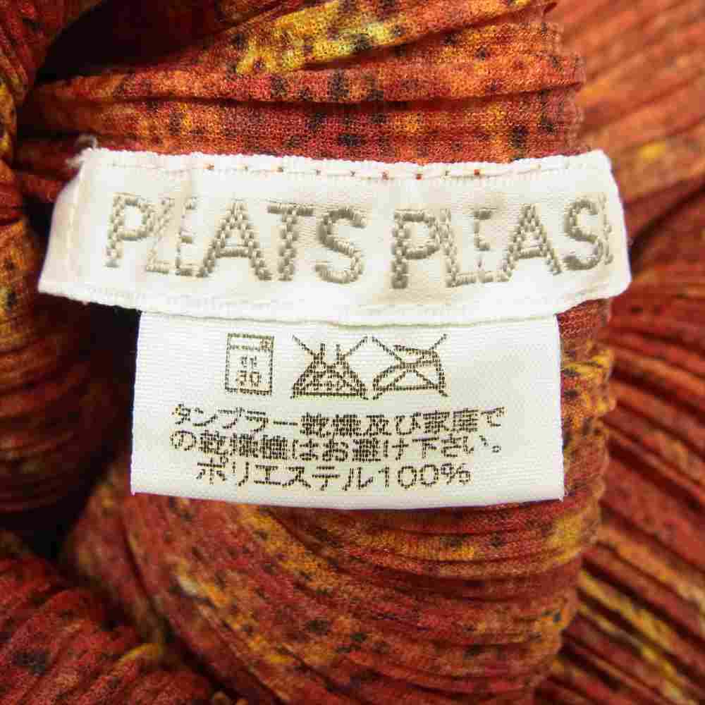 PLEATS PLEASE プリーツプリーズ イッセイミヤケ PP14-JK483 プリーツ加工 総柄転写 ハイネック カットソー レッド系 4【美品】【中古】