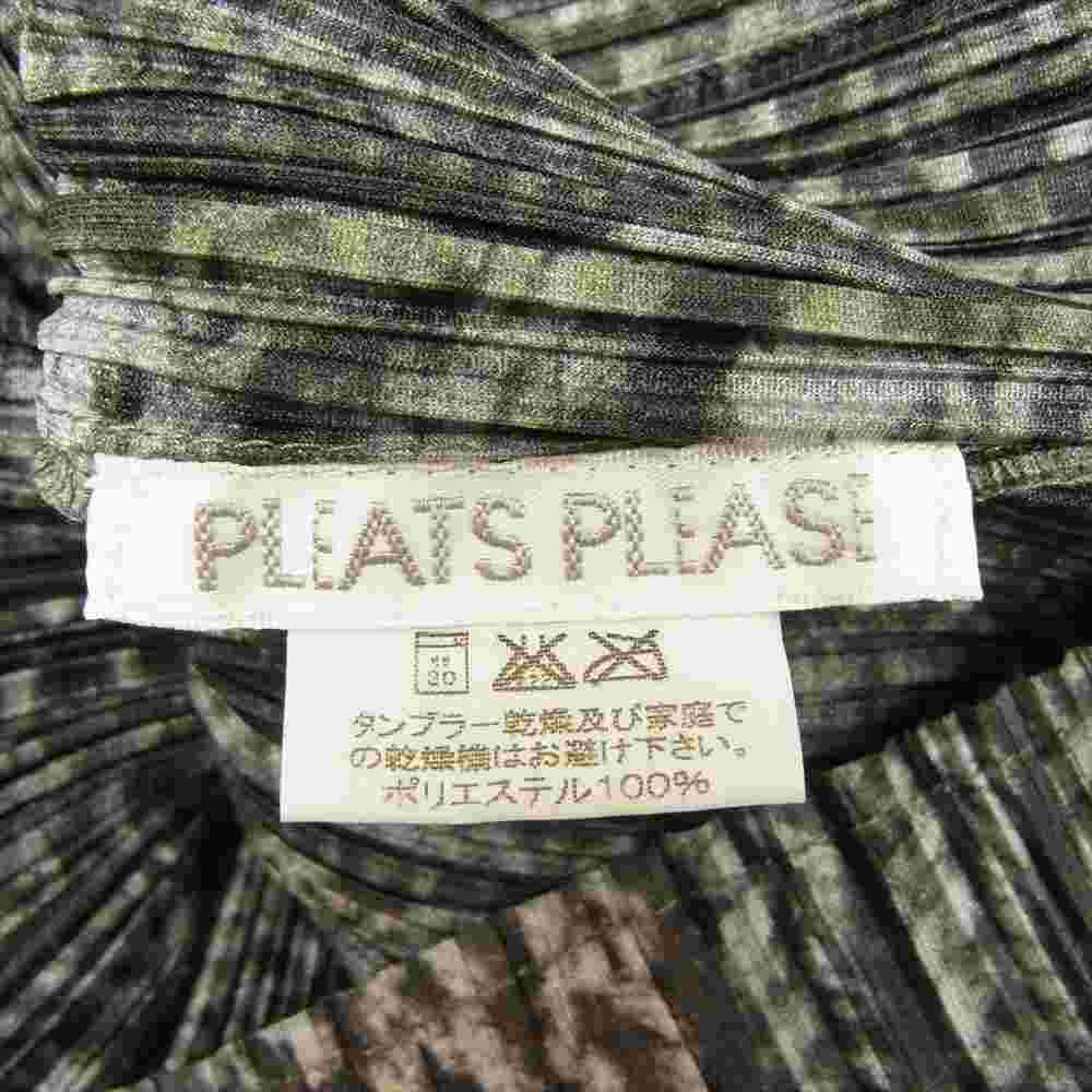 PLEATS PLEASE プリーツプリーズ イッセイミヤケ PP64-JE432 プリーツ加工 転写 ケーブル編み地柄 ハイネック カットソー グレー系 3【美品】【中古】