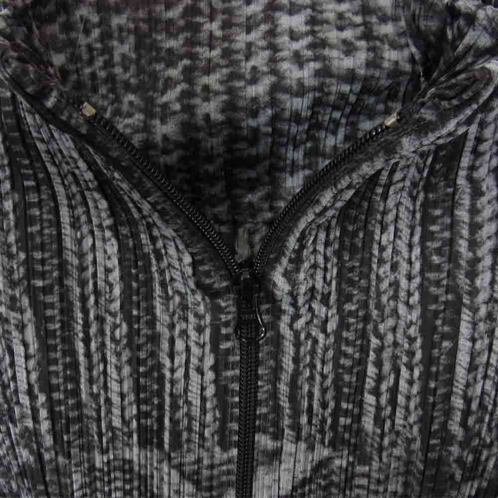 PLEATS PLEASE プリーツプリーズ イッセイミヤケ PP64-JE432 転写 ケーブル編み地柄 ハイネック ジップ ベスト グレー系 3【美品】【中古】