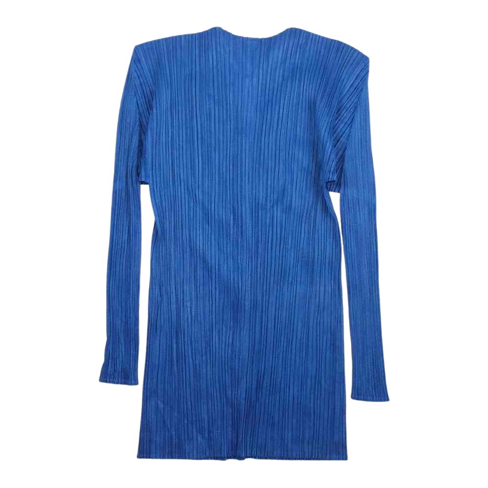 PLEATS PLEASE プリーツプリーズ イッセイミヤケ PP86-JD246 プリーツ加工 カーディガン 綾織地柄 ブルー系 3【美品】【中古】