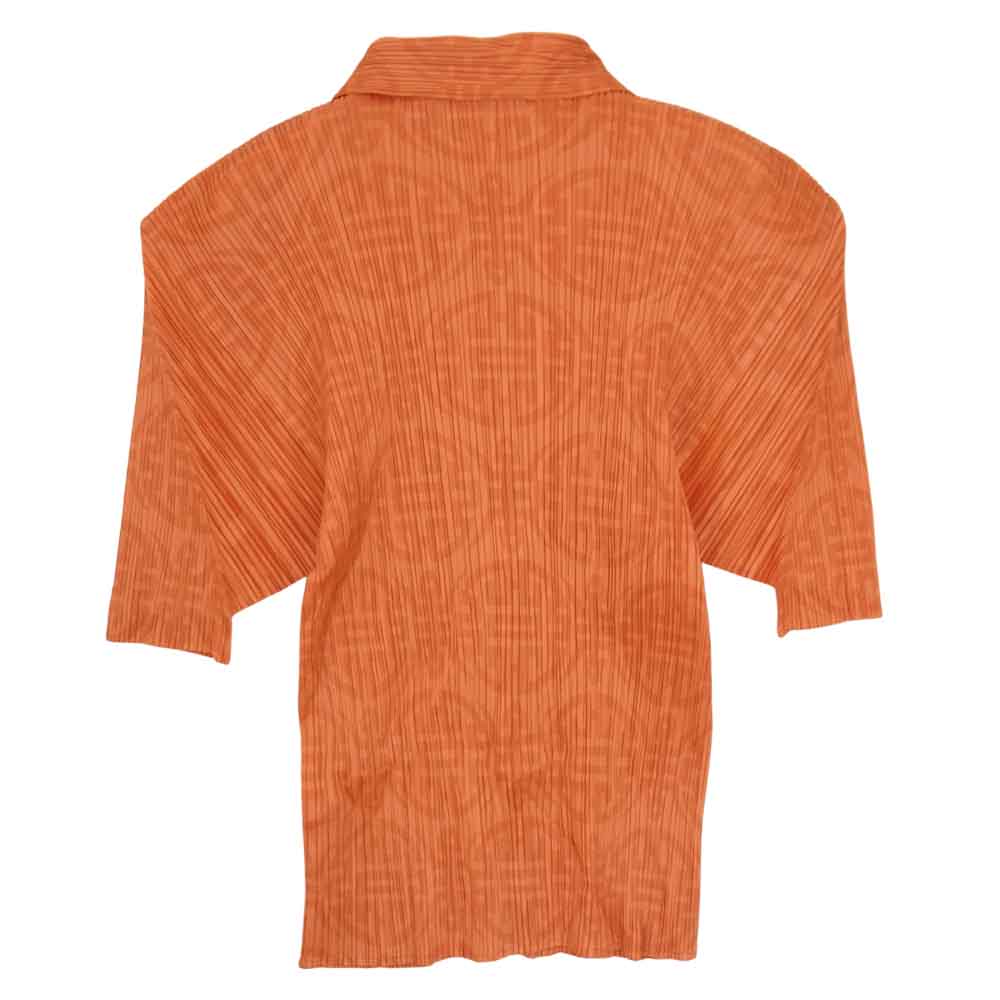 PLEATS PLEASE プリーツプリーズ イッセイミヤケ PP82-JK761 プリーツ加工 総柄 半袖 ブラウス オレンジ系 3【美品】【中古】