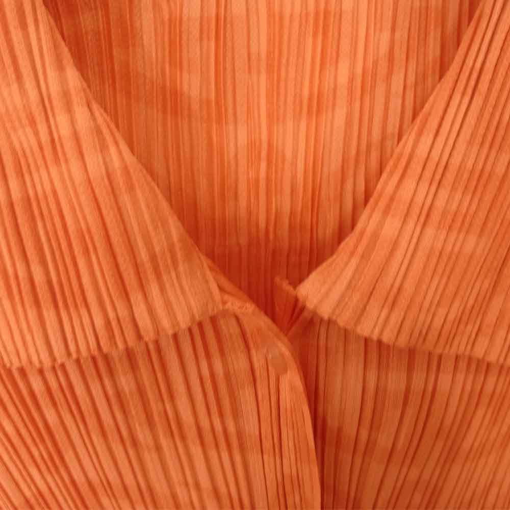PLEATS PLEASE プリーツプリーズ イッセイミヤケ PP82-JK761 プリーツ加工 総柄 半袖 ブラウス オレンジ系 3【美品】【中古】