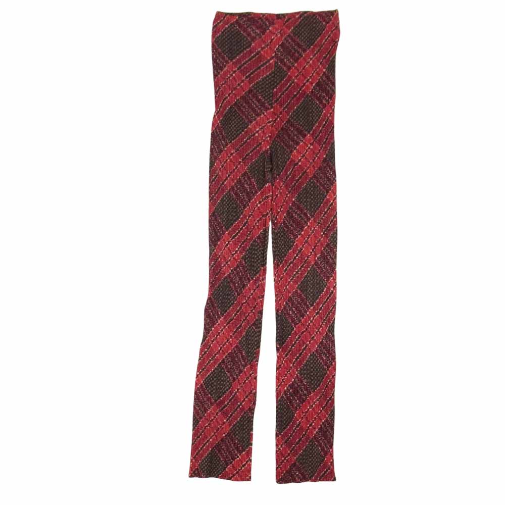 PLEATS PLEASE プリーツプリーズ イッセイミヤケ PP94-JF562 プリーツ加工 チェック柄 スリム パンツ レッド系 3【美品】【中古】