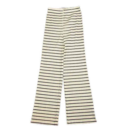 PLEATS PLEASE プリーツプリーズ イッセイミヤケ PP61-JF545 プリーツ加工 ボーダー ストレート パンツ ホワイト系 3【中古】