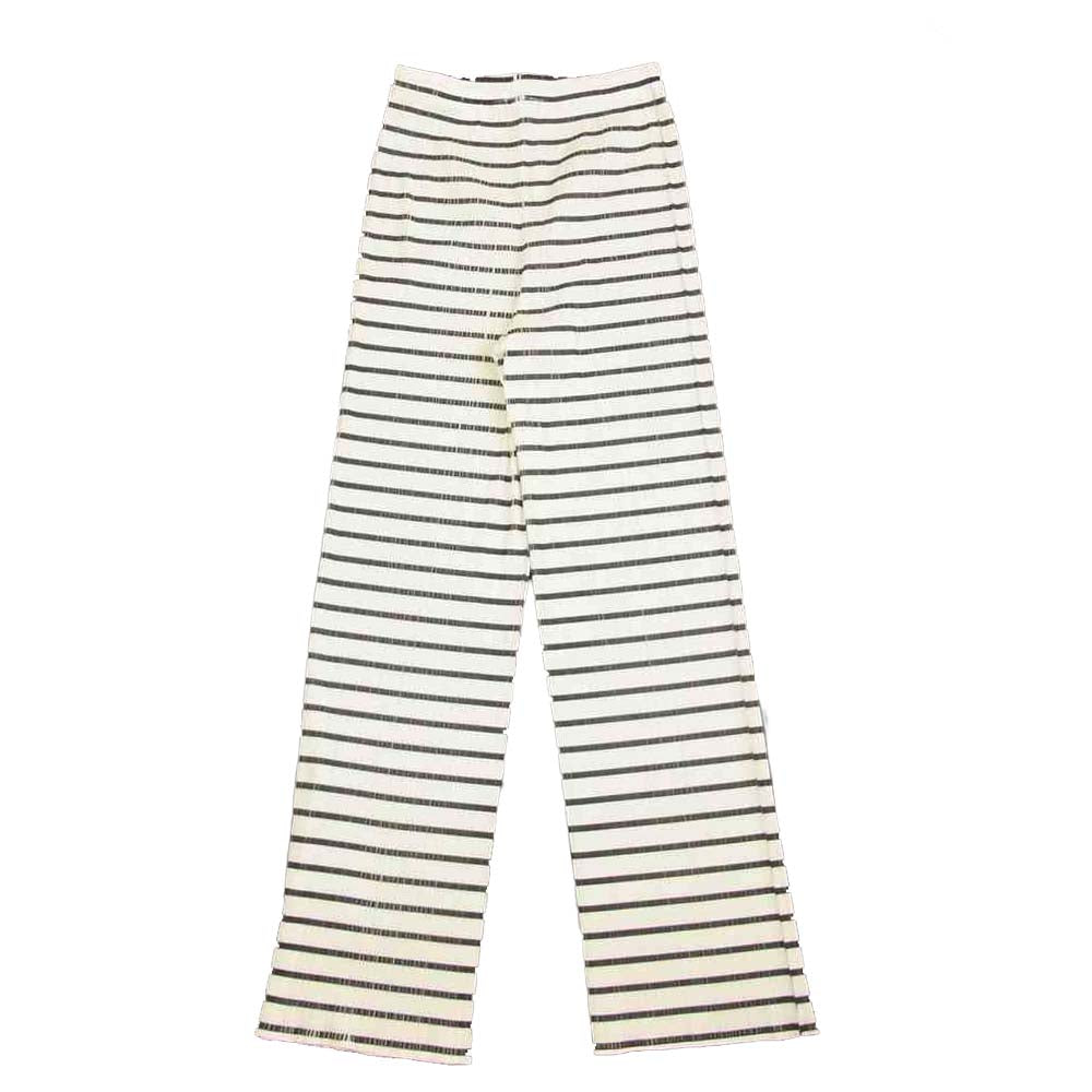 PLEATS PLEASE プリーツプリーズ イッセイミヤケ PP61-JF545 プリーツ加工 ボーダー ストレート パンツ ホワイト系 3【中古】