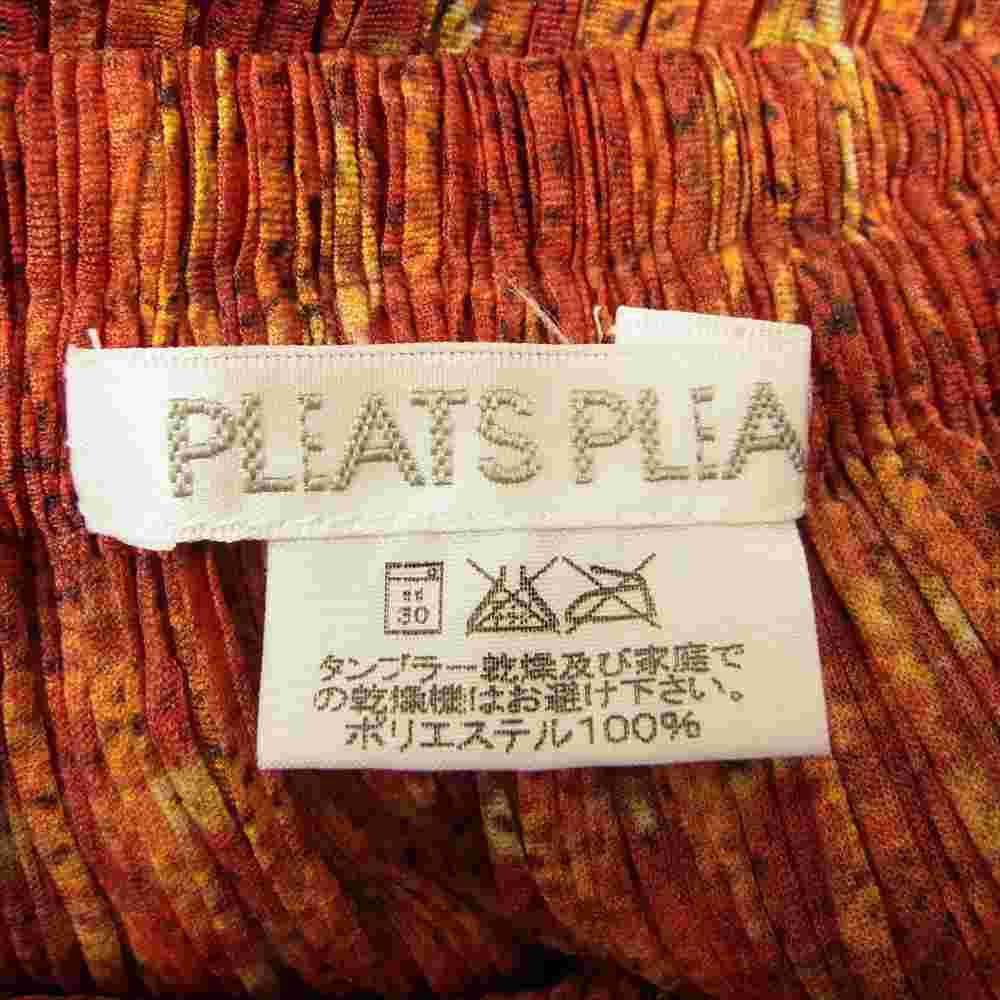 PLEATS PLEASE プリーツプリーズ イッセイミヤケ PP14-JH486 プリーツ加工 総柄転写 裾ゴム ロングスカート レッド系 2【美品】【中古】