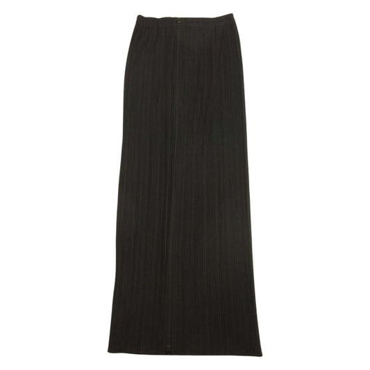 PLEATS PLEASE プリーツプリーズ イッセイミヤケ PP04-JG370 プリーツ加工 フロントジップ ロングスカート ブラック系 2【美品】【中古】