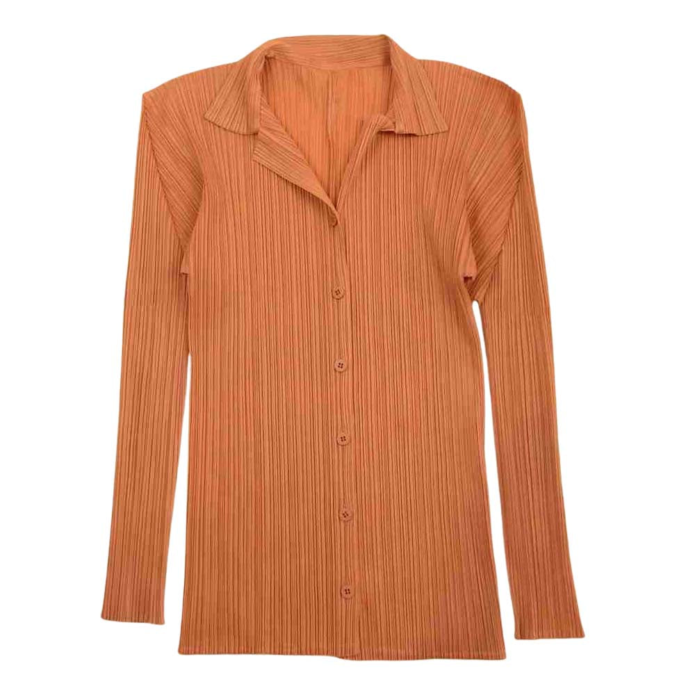 PLEATS PLEASE プリーツプリーズ イッセイミヤケ PP74-JK624 プリーツ加工 ブラウス オレンジ系 3【美品】【中古】
