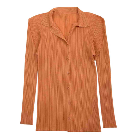 PLEATS PLEASE プリーツプリーズ イッセイミヤケ PP74-JK624 プリーツ加工 ブラウス オレンジ系 3【美品】【中古】