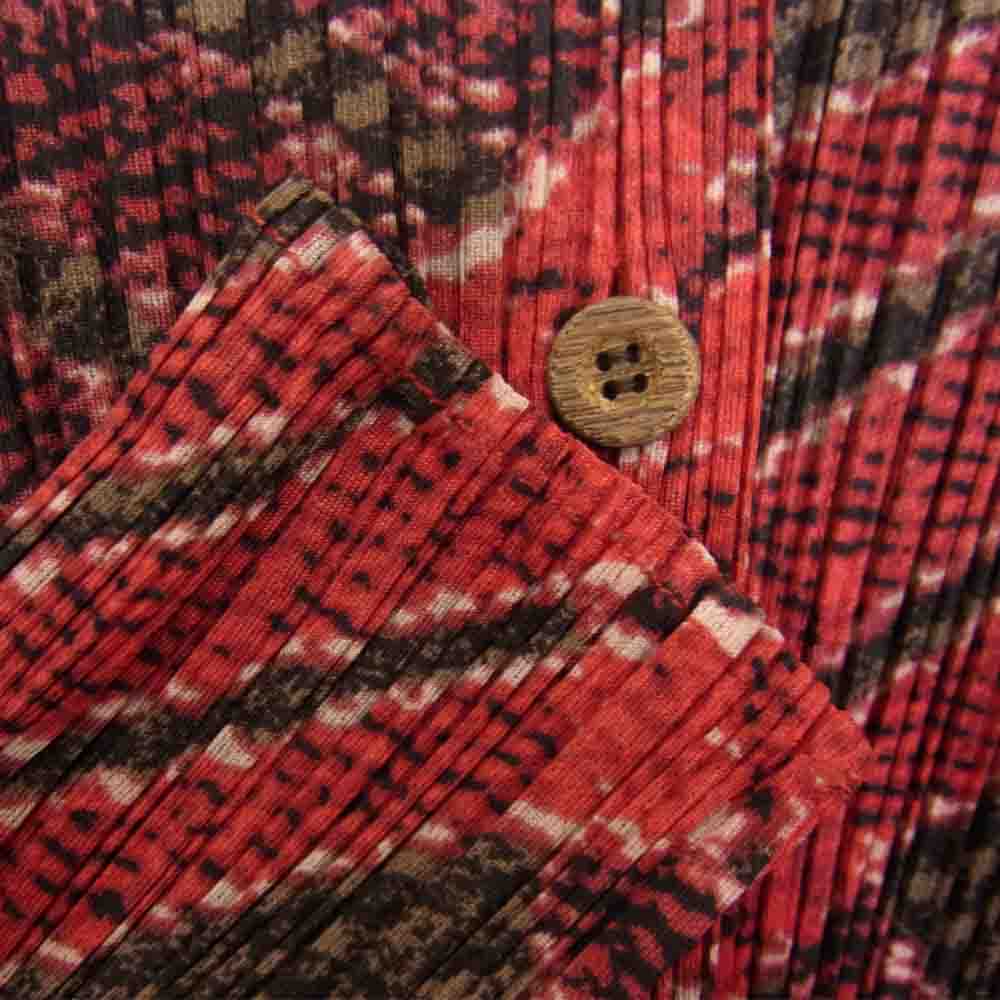 PLEATS PLEASE プリーツプリーズ イッセイミヤケ PP94-JK561 プリーツ加工 チェック柄 チュニック シャツ レッド系【美品】【中古】