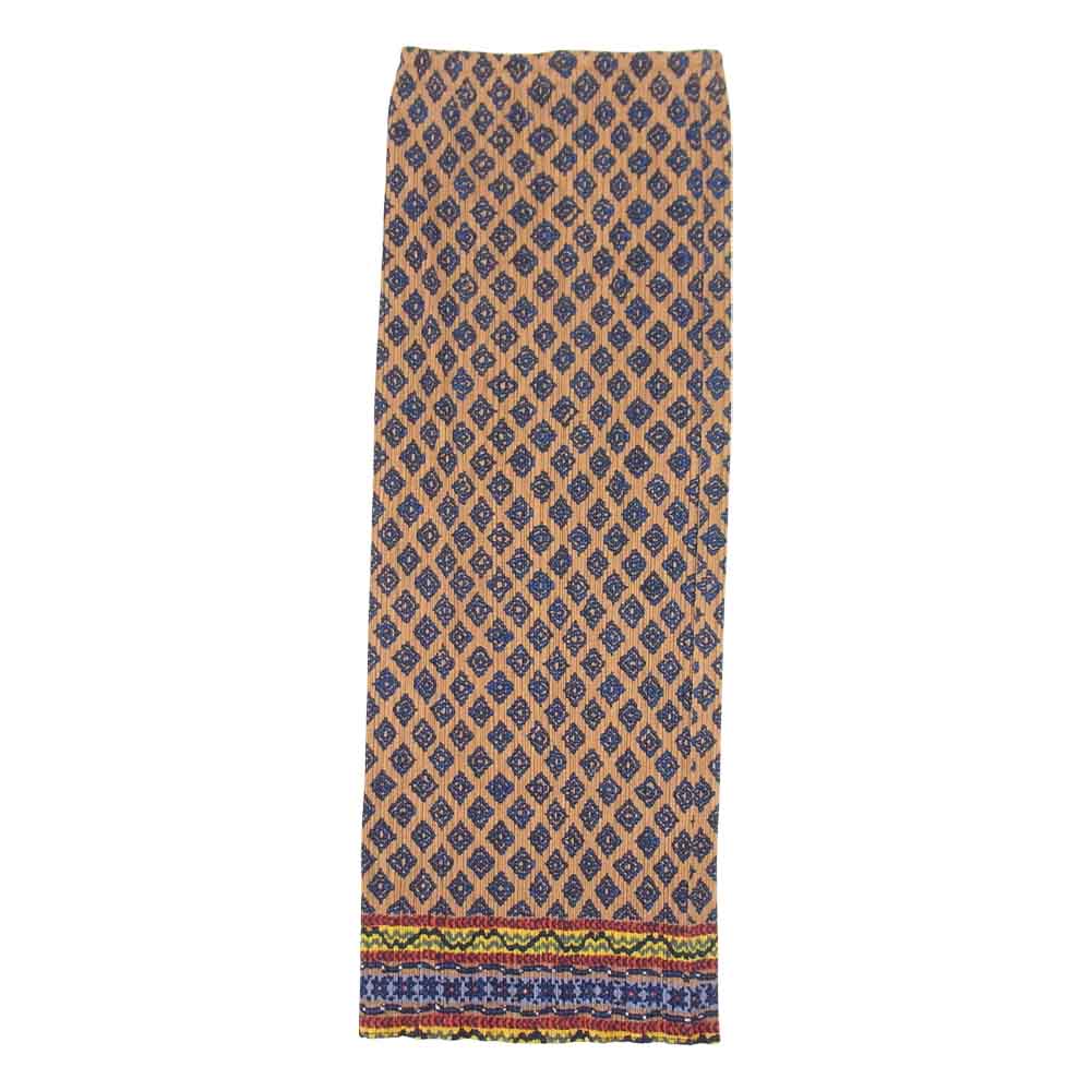 PLEATS PLEASE プリーツプリーズ イッセイミヤケ PP86-JG913 プリーツ加工 エスニック柄 ロングスカート ベージュ系 ブルー系 3【美品】【中古】