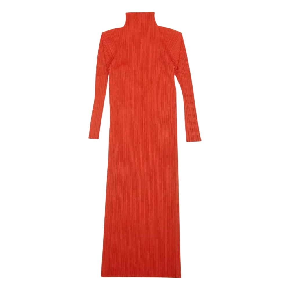 PLEATS PLEASE プリーツプリーズ イッセイミヤケ PP04-JH632 プリーツ加工 ボトルネック 長袖 ワンピース レッド系 2【美品】【中古】