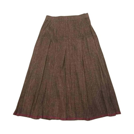 PLEATS PLEASE プリーツプリーズ イッセイミヤケ PP12-JG267 ネップツイード転写柄 プリーツ ロングスカート ブラウン系 4【美品】【中古】