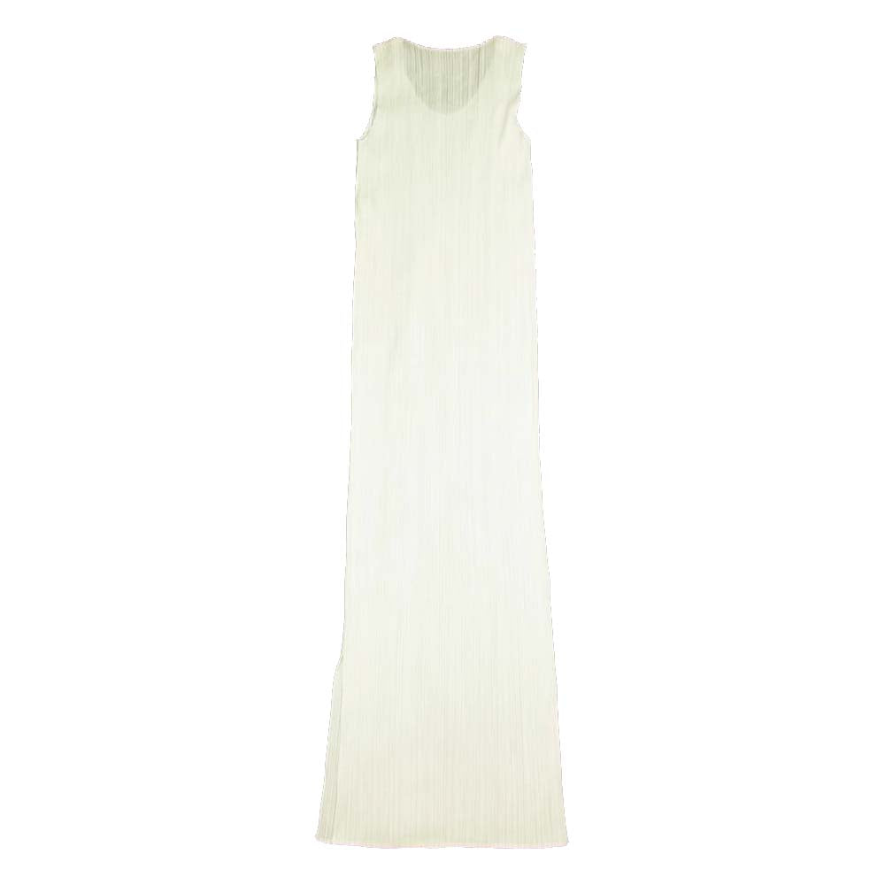 PLEATS PLEASE プリーツプリーズ イッセイミヤケ PP91-JH071 プリーツ加工 サイドスリット ノースリーブ マキシ丈 ワンピース ホワイト系 4【中古】