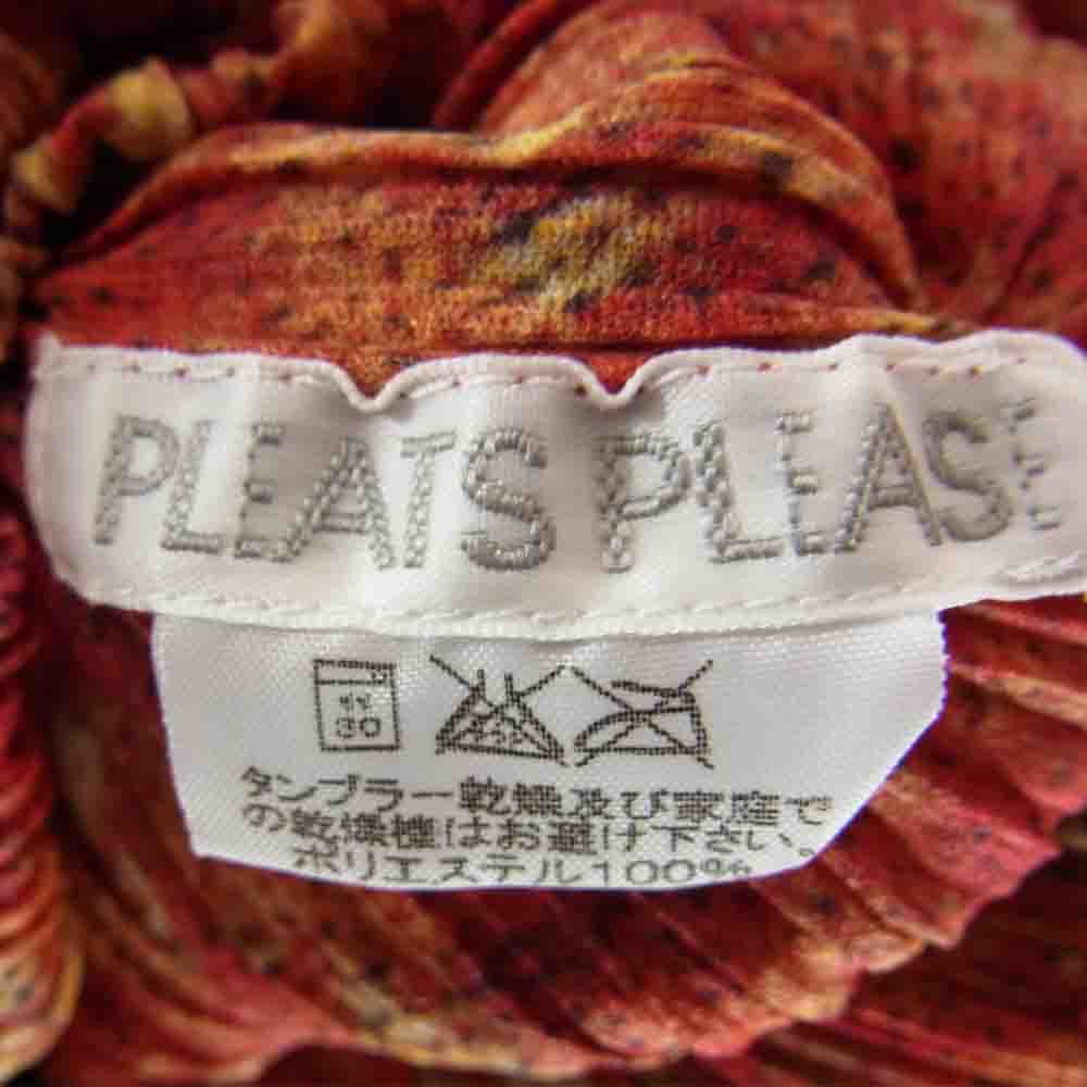 PLEATS PLEASE プリーツプリーズ イッセイミヤケ イッセイミヤケ ISSEY MIYAKE PP14-JH486 プリーツ加工 総柄転写 ウエストゴム ノースリーブ ワンピース レッド系 2【美品】【中古】