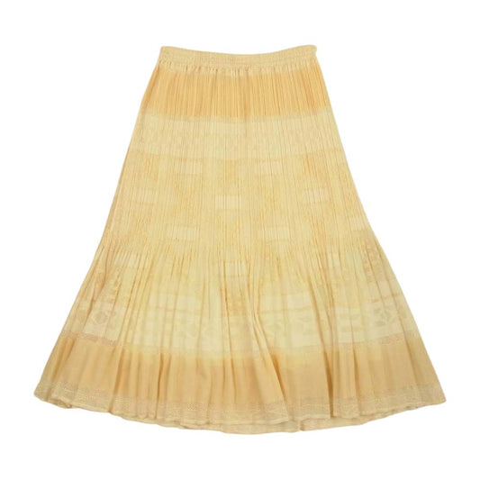 PLEATS PLEASE プリーツプリーズ イッセイミヤケ PP22-JG837 プリーツ加工 レース フレア スカート ベージュ系 2【美品】【中古】