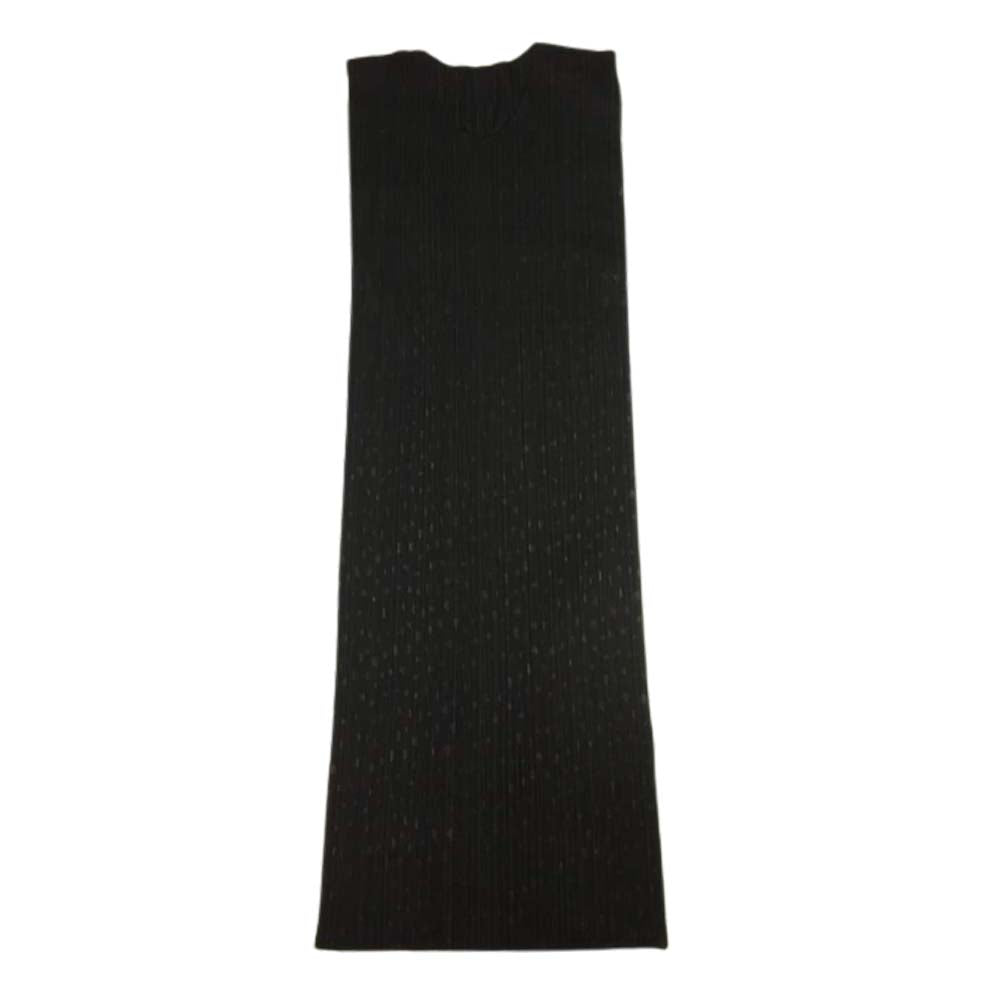 PLEATS PLEASE プリーツプリーズ イッセイミヤケ PP54-JH816 プリーツ加工 ランダムドット フレンチスリーブ マキシ丈 ワンピース ブラック系 2【美品】【中古】