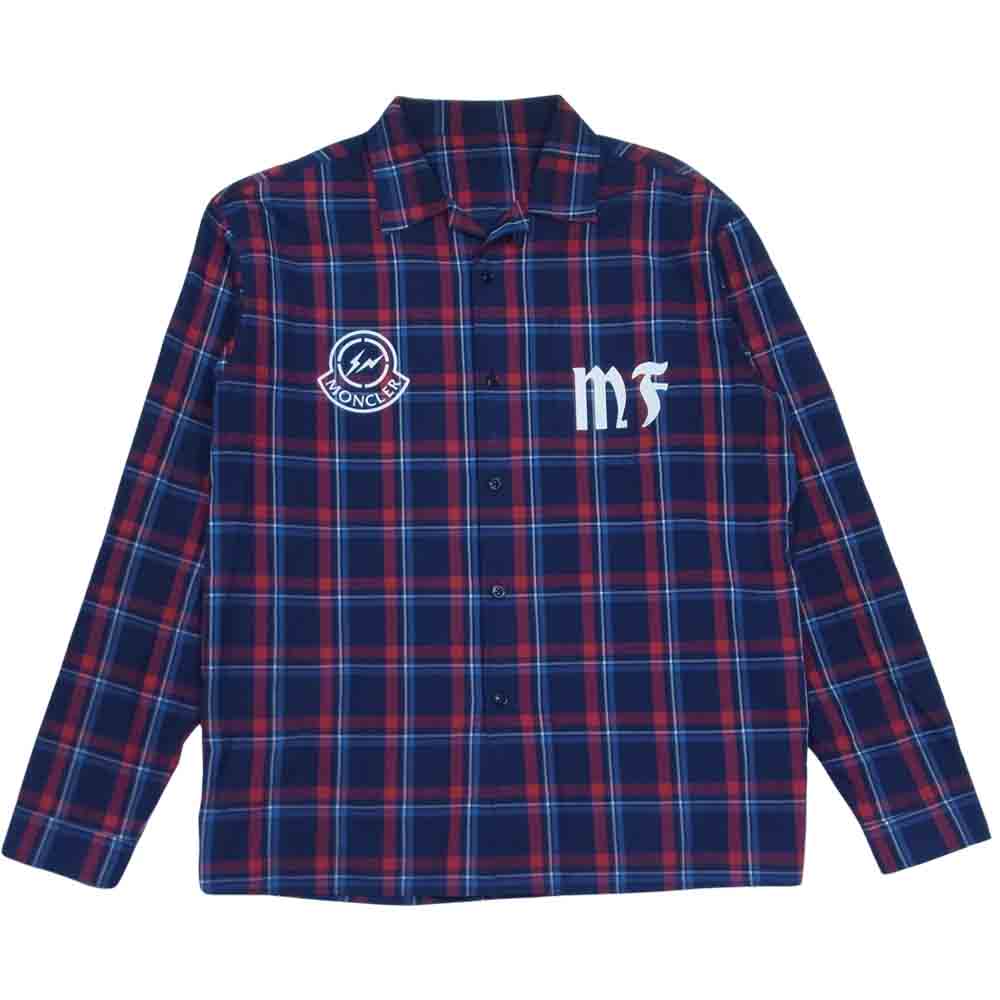 MONCLER モンクレール 19SS × FRAGMENT フラグメント 国内正規品 チェックシャツ ネイビー系 2【中古】