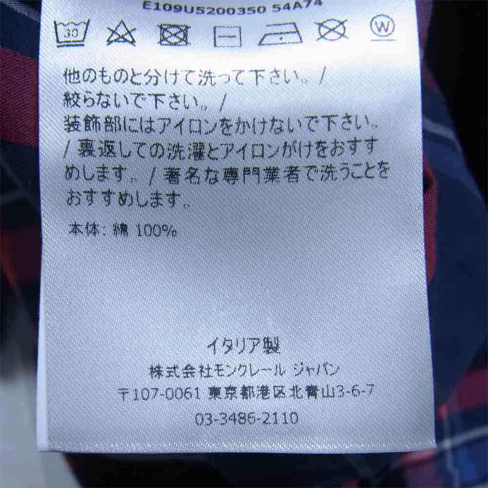 MONCLER モンクレール 19SS × FRAGMENT フラグメント 国内正規品 チェックシャツ ネイビー系 2【中古】