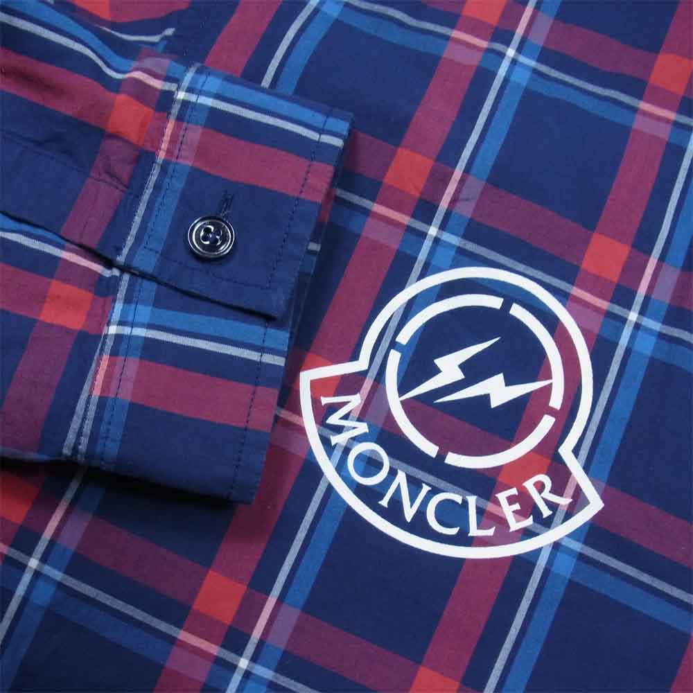 MONCLER モンクレール 19SS × FRAGMENT フラグメント 国内正規品 チェックシャツ ネイビー系 2【中古】