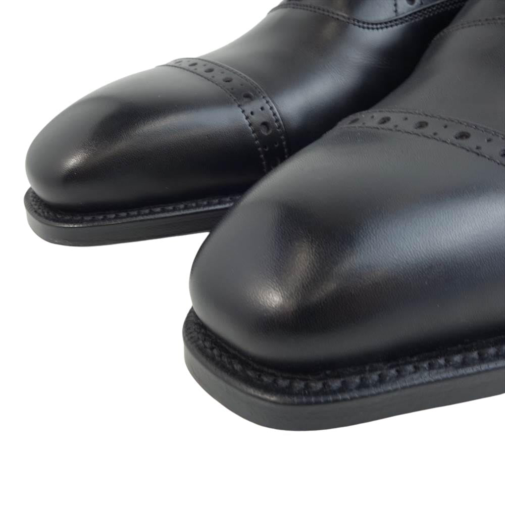 グレンソン 33553 MACCLESFIELD クォーターブローグ 内羽根 ストレートチップ レザー シューズ ブラック系 6.5【新古品】【未使用】【中古】