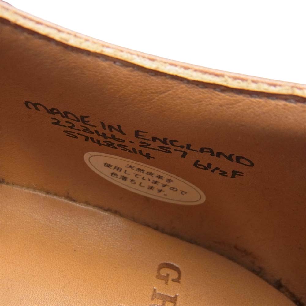 グレンソン 22346 LONDON ロンドン 内羽根 ストレートチップ レザー シューズ コニャック ライトブラウン系 6 1/2【新古品】【未使用】【中古】