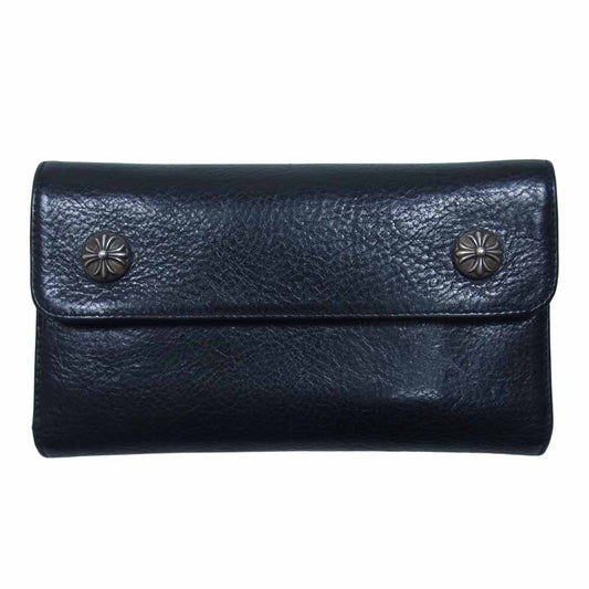 CHROME HEARTS クロムハーツ（原本無） WAVE WALLET クロスボール ボタン ウェーブ ウォレット ブラック系【中古】