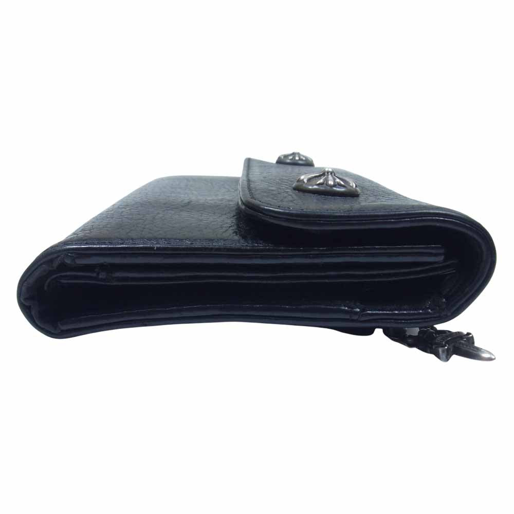 CHROME HEARTS クロムハーツ（原本無） WAVE WALLET クロスボール ボタン ウェーブ ウォレット ブラック系【中古】