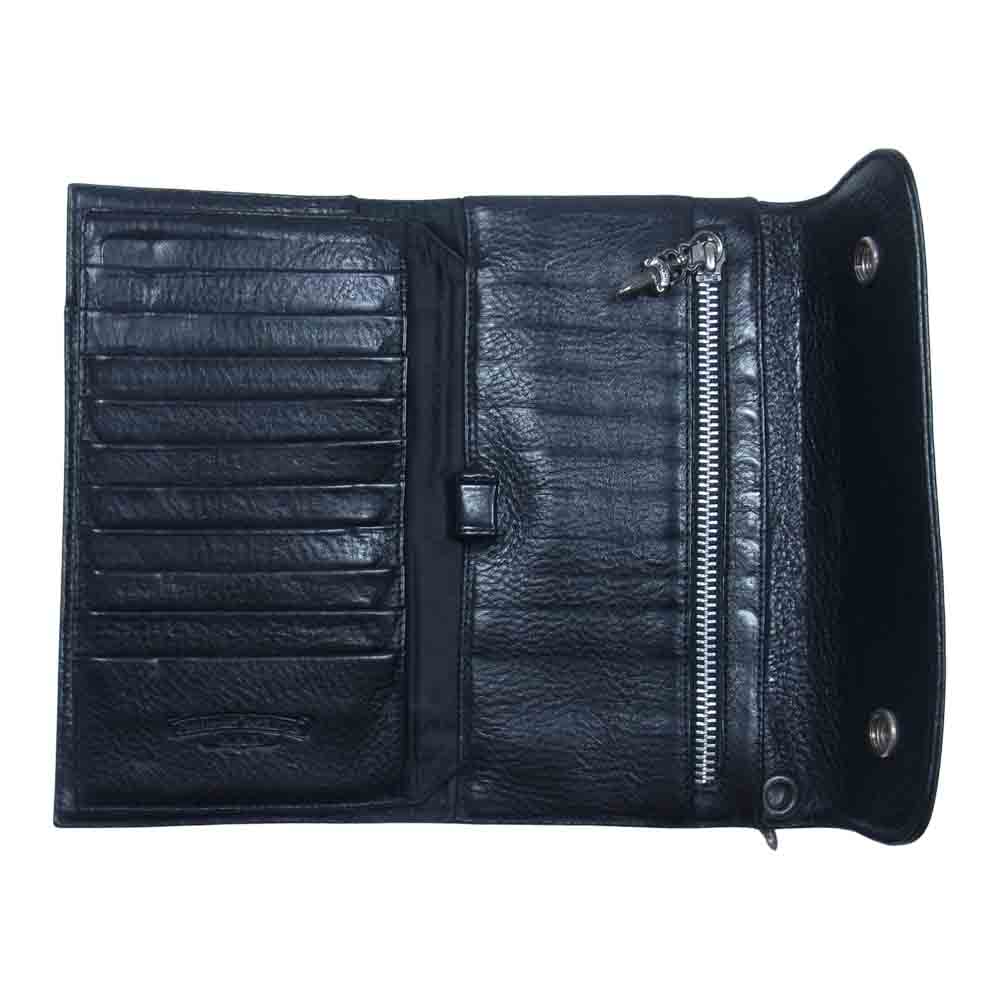 CHROME HEARTS クロムハーツ（原本無） WAVE WALLET クロスボール ボタン ウェーブ ウォレット ブラック系【中古】