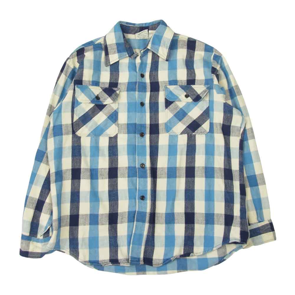 プレンティス ヴィンテージ 80s USA製 ヘビーネル チェック シャツ ブルー系【中古】