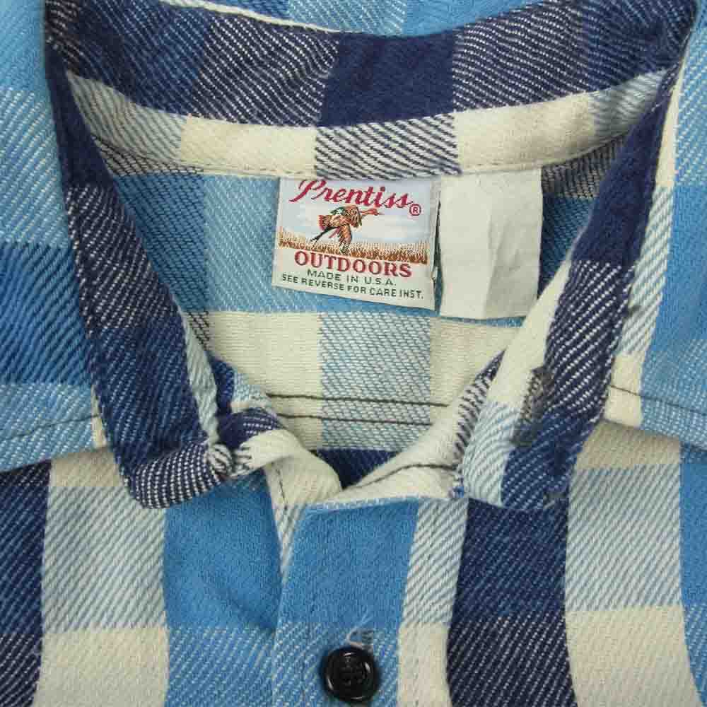 プレンティス ヴィンテージ 80s USA製 ヘビーネル チェック シャツ ブルー系【中古】