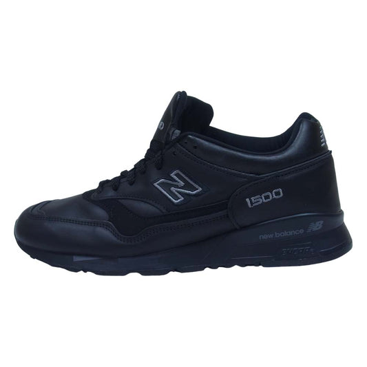 NEW BALANCE ニューバランス 英国製 M1500TK トリプルブラック レザー ローカット スニーカー ブラック系 US9D【新古品】【未使用】【中古】
