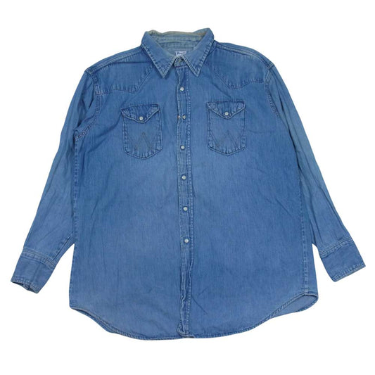 Wrangler ラングラー ヴィンテージ 60s USA製 デニム ウェスタン シャツ インディゴブルー系 18-35【中古】