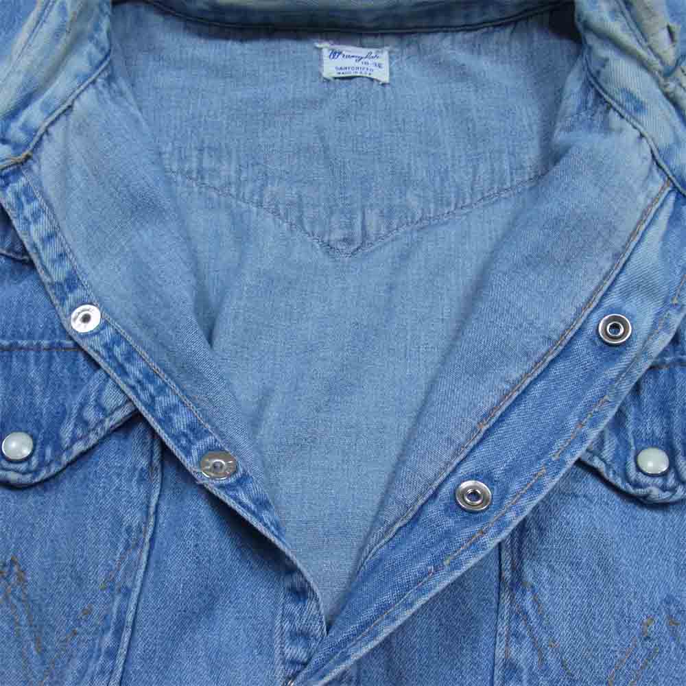 Wrangler ラングラー ヴィンテージ 60s USA製 デニム ウェスタン シャツ インディゴブルー系 18-35【中古】