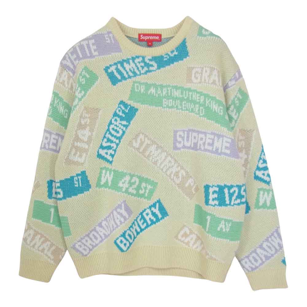 Supreme シュプリーム 21SS Street Signs Sweater ストリート サイン セーター マルチカラー系 S【美品】【中古】