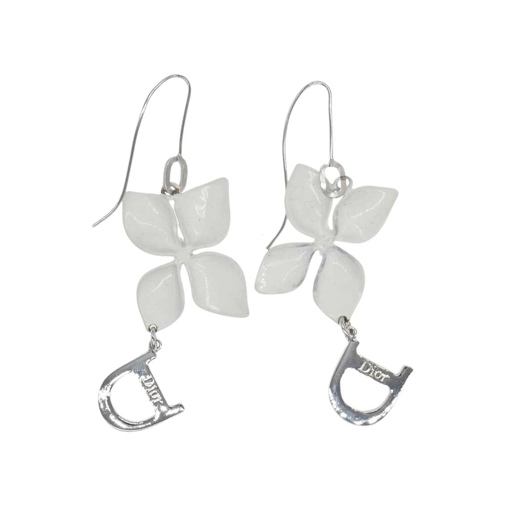 Christian Dior クリスチャンディオール フラワー ストーン ピアス ホワイト系【中古】