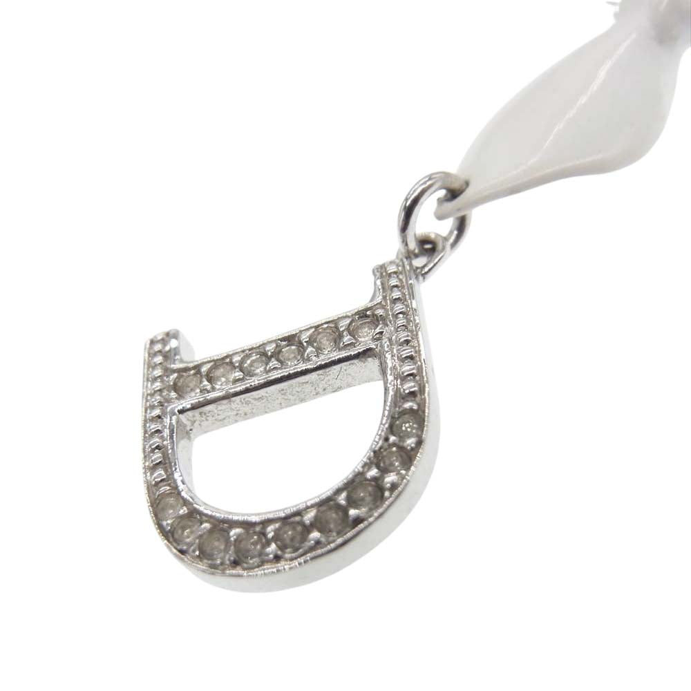 Christian Dior クリスチャンディオール フラワー ストーン ピアス ホワイト系【中古】