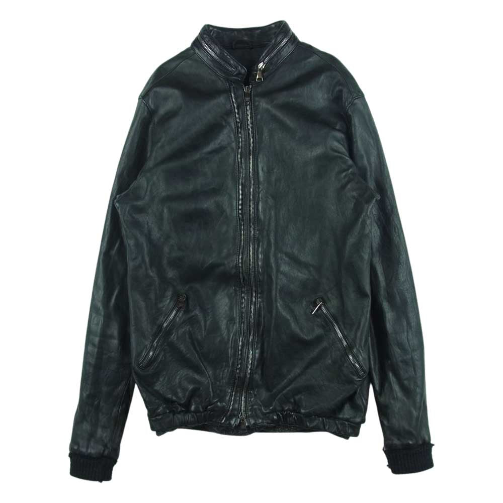 GIORGIO BRATO ジョルジオブラット イタリア製 植物なめし 製品加工 ラムレザー シングル ライダース ジャケット ブラック系 44【中古】