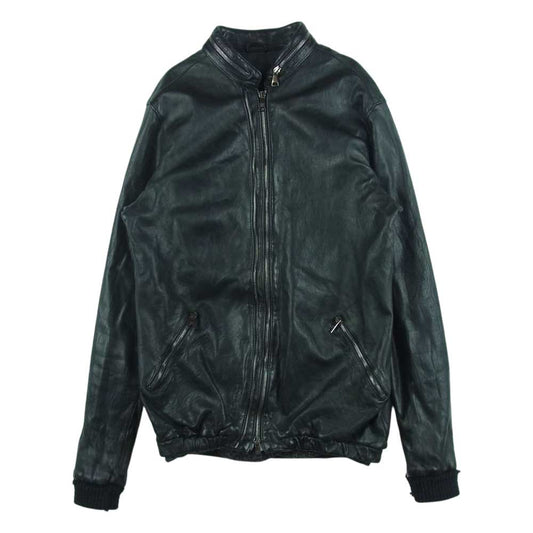 GIORGIO BRATO ジョルジオブラット イタリア製 植物なめし 製品加工 ラムレザー シングル ライダース ジャケット ブラック系 44【中古】