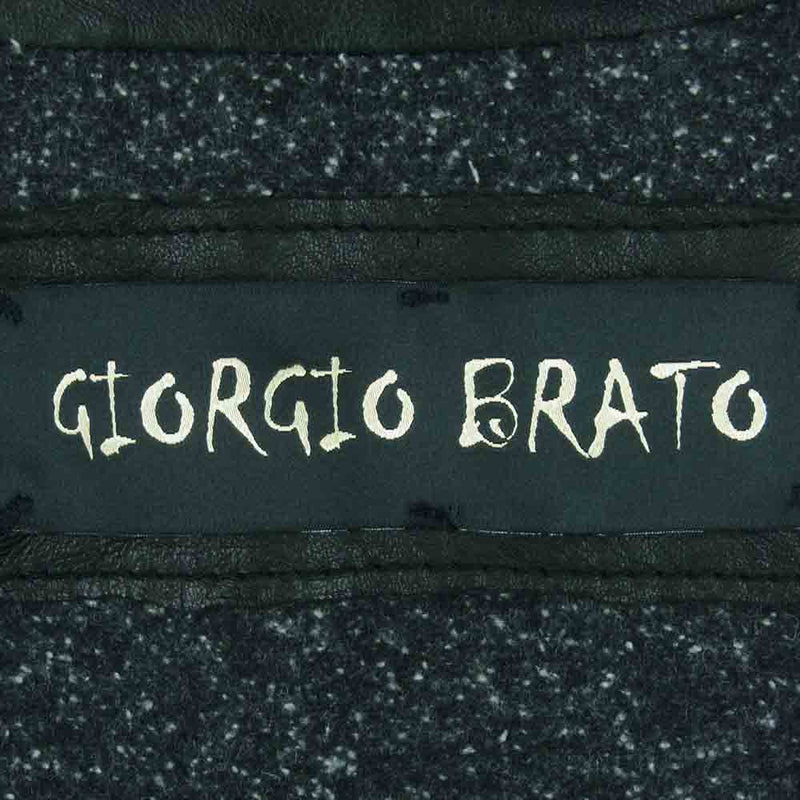GIORGIO BRATO ジョルジオブラット イタリア製 植物なめし 製品加工 ラムレザー シングル ライダース ジャケット ブラック系 44【中古】