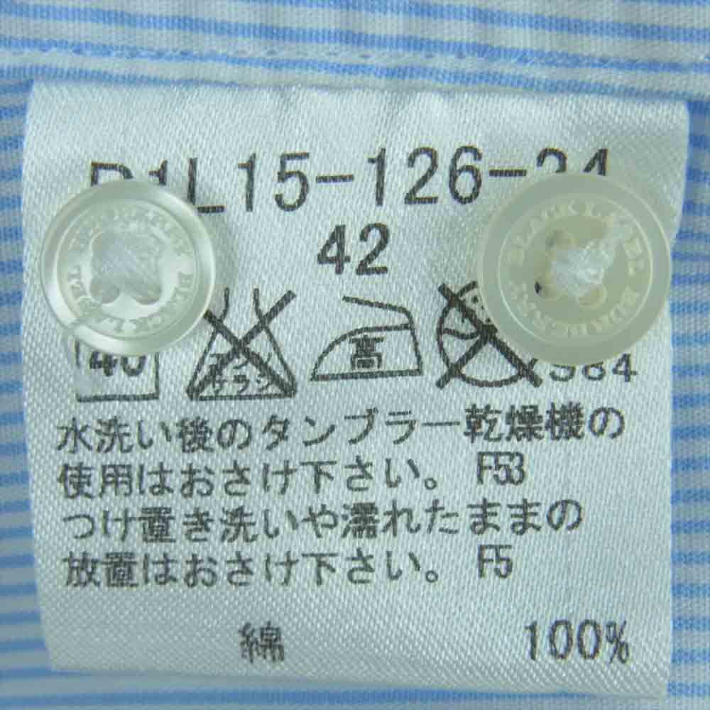BURBERRY BLACK LABEL バーバリーブラックレーベル D1L15-126-24 ロゴ刺繍 S/S BD 半袖 ストライプ ボタンダウン シャツ ライトブルー系 42【中古】