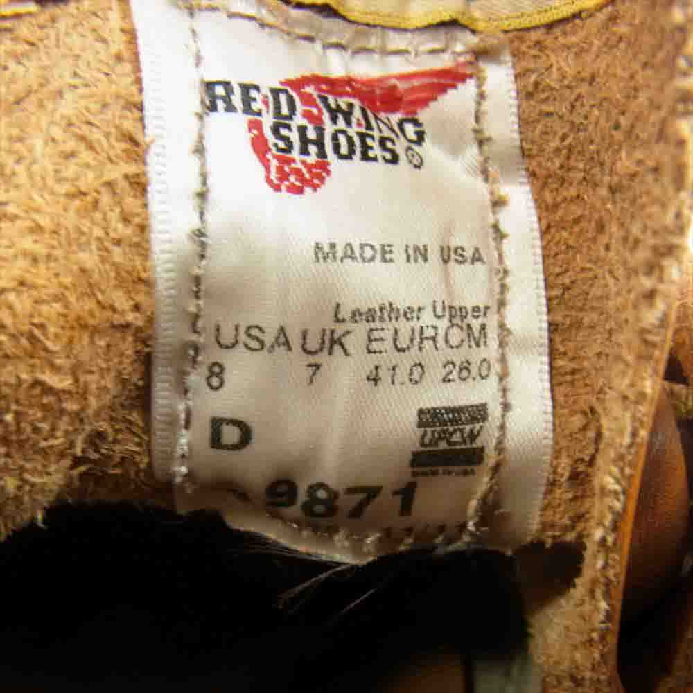 RED WING レッドウィング 9871 復刻 四角犬タグ Irish Setter 6 Round-toe アイリッシュセッター ブーツ ライトブラウン系 26cm【中古】