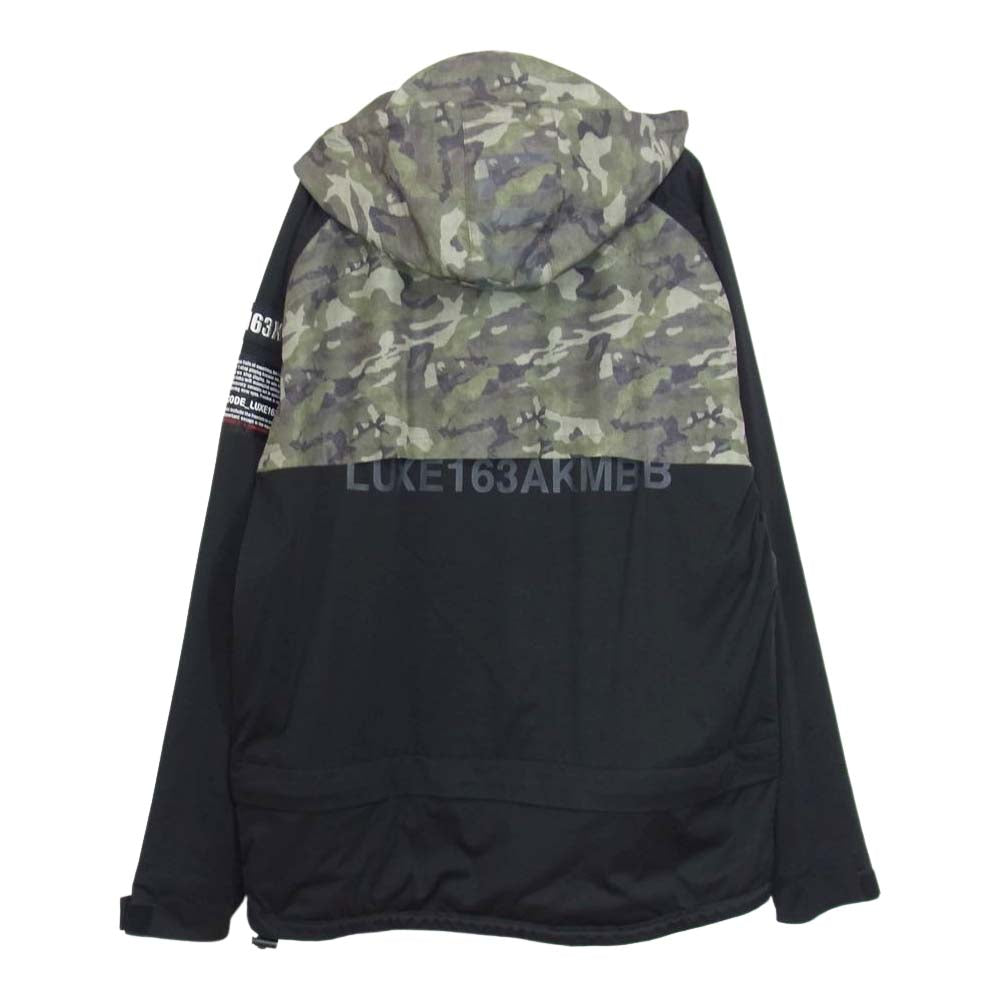 AKM エイケイエム LUXE163 × BROWNBUNNY ブラウンバニー SX037 TF02 カモ 切替 ハーフジップ アノラック パーカー カーキ系 XL【中古】