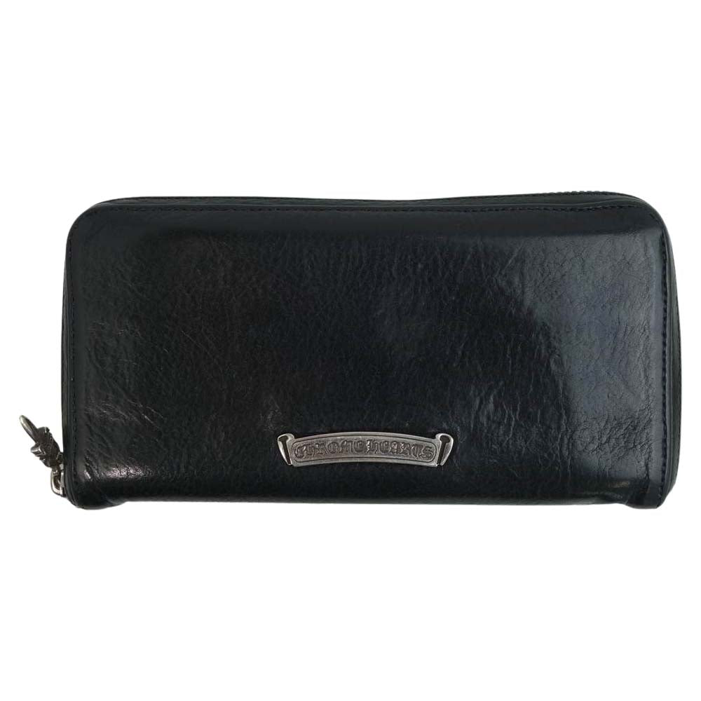 CHROME HEARTS クロムハーツ（原本無） REC F ZIP フィリグリークロス ラウンドジップ レザー ウォレット ブラック系【中古】