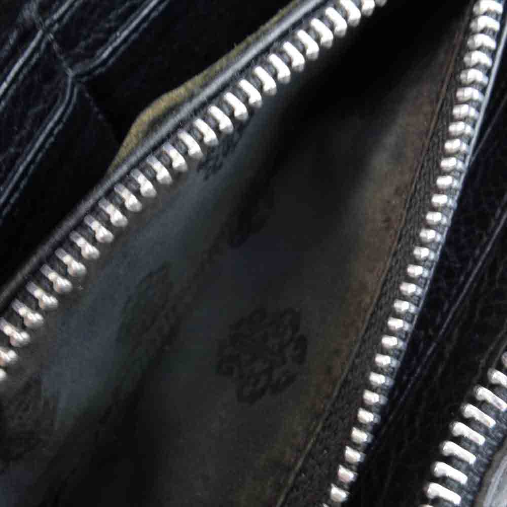 CHROME HEARTS クロムハーツ（原本無） REC F ZIP フィリグリークロス ラウンドジップ レザー ウォレット ブラック系【中古】