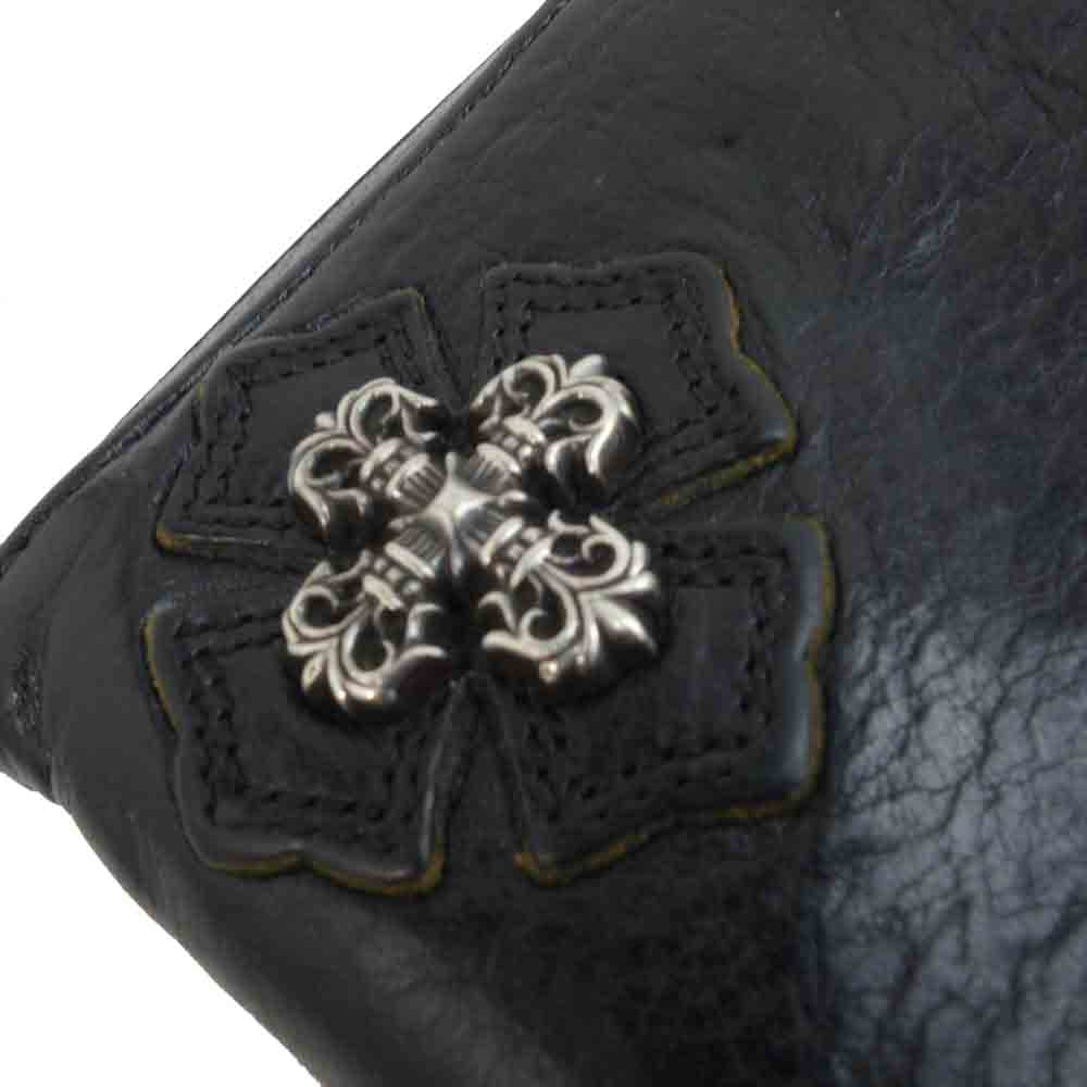 CHROME HEARTS クロムハーツ（原本無） REC F ZIP フィリグリークロス ラウンドジップ レザー ウォレット ブラック系【中古】