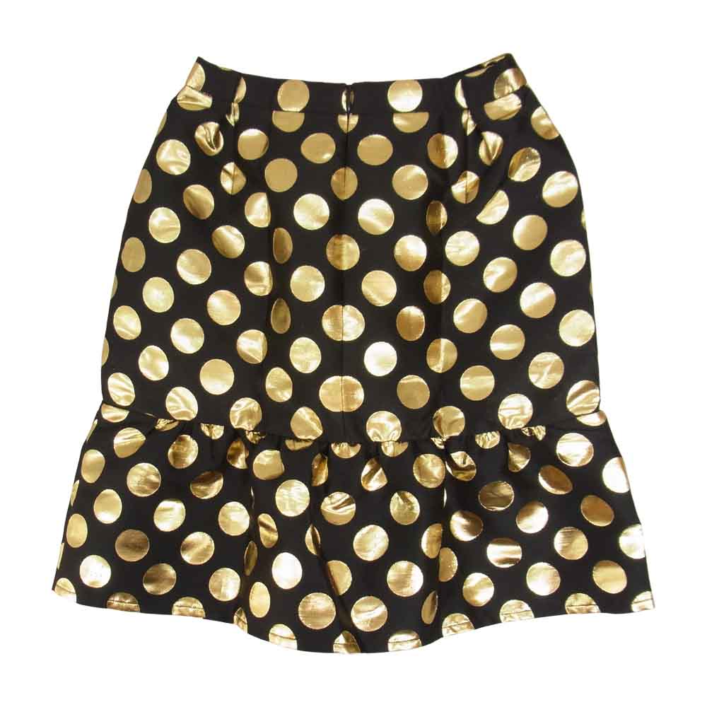 MOSCHINO モスキーノ BOUTIQUE 国内正規品 KW5237108 ドット柄 タックギャザー スカート ブラック系 ゴールド系 38【極上美品】【中古】