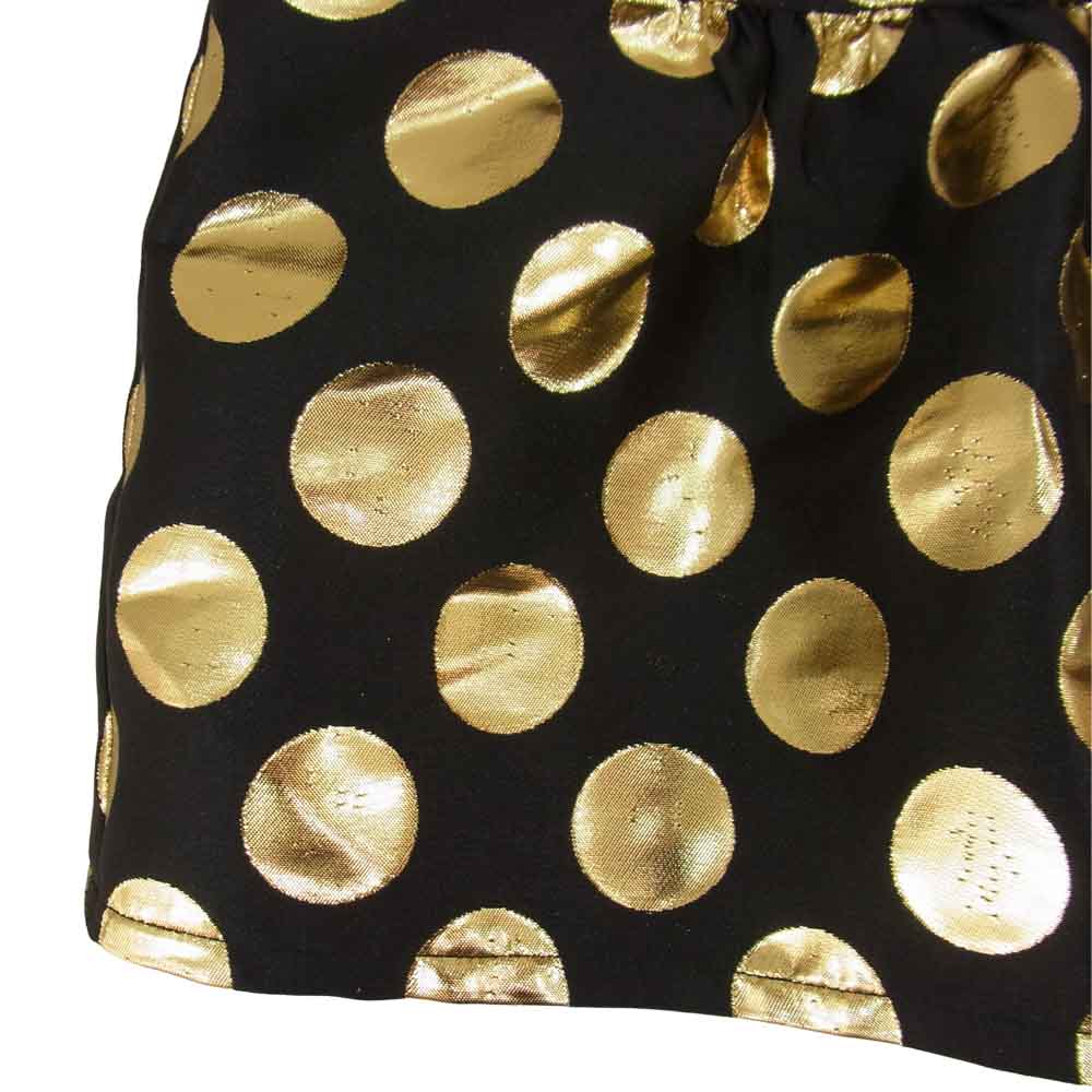 MOSCHINO モスキーノ BOUTIQUE 国内正規品 KW5237108 ドット柄 タックギャザー スカート ブラック系 ゴールド系 38【極上美品】【中古】